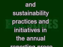 Disclosing environmental and sustainability practices and initiatives in the annual reporting proce