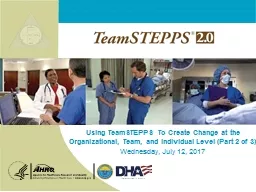 Using TeamSTEPPS To Create Change at the Organizational, Team, and Individual Level (Part