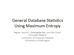 General Database  Statistics