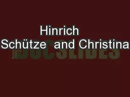 Hinrich   Schütze  and Christina