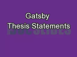 Gatsby Thesis Statements