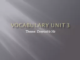 Vocabulary Unit 3 Theme: