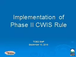 Implementation of Phase II CWIS Rule