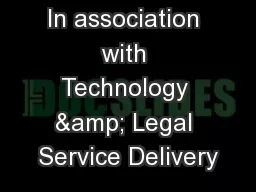 In association with Technology & Legal Service Delivery
