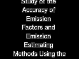 City of Houston Study of the Accuracy of Emission Factors and Emission Estimating Methods