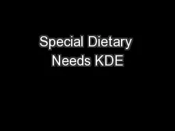Special Dietary Needs KDE