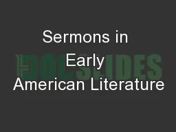 Sermons in Early American Literature