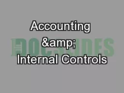 Accounting &  Internal Controls
