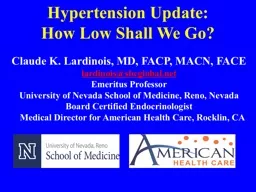 Hypertension Update:  How Low Shall We Go?