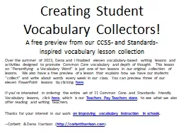 Creating Student Vocabulary Collectors!