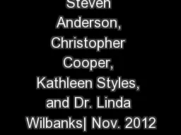 Steven Anderson, Christopher Cooper, Kathleen Styles, and Dr. Linda Wilbanks| Nov. 2012
