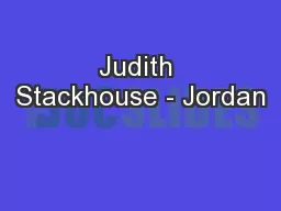 Judith Stackhouse - Jordan