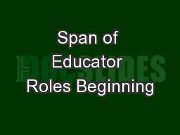 Span of Educator Roles Beginning