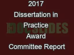2017 Dissertation in Practice Award Committee Report