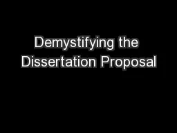 Demystifying the Dissertation Proposal