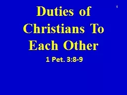 Duties of Christians To Each Other