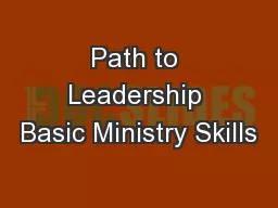 Path to Leadership Basic Ministry Skills