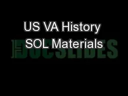 US VA History SOL Materials