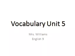 Vocabulary Unit 5 Mrs.  Williams