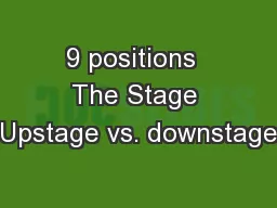 9 positions  The Stage Upstage vs. downstage