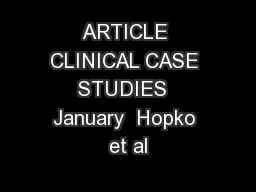 ARTICLE CLINICAL CASE STUDIES  January  Hopko et al