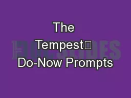 The Tempest	 Do-Now Prompts