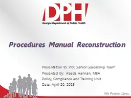 WIC  Procedures Manual Reconstruction