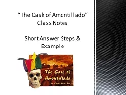 “The Cask of Amontillado” Class Notes