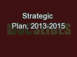Strategic Plan, 2013-2015