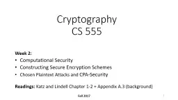 Cryptography CS 555 Week 2: