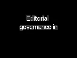 Editorial governance in