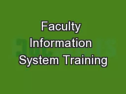 Faculty Information System Training