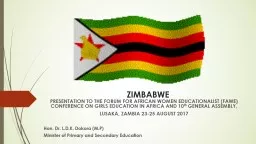 ZIMBABWE PRESENTATION TO THE