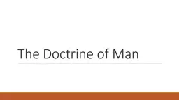 The Doctrine of Man Introduction