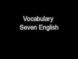 Vocabulary Seven English