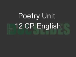 Poetry Unit 12 CP English