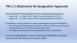 PM 2.5 Attainment Re-designation Approvals