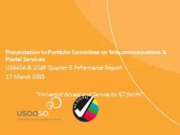 Presentation to Portfolio Committee on Telecommunications & Postal Services