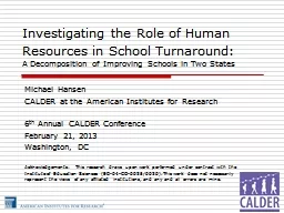 Investigating the Role of Human Resources in School Turnaround: