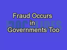 Fraud Occurs in Governments Too