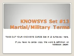 KNOWSYS Set #13 Martial/Military Terms