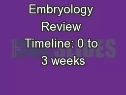 Embryology Review Timeline: 0 to 3 weeks