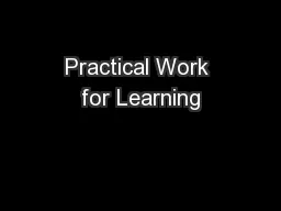 Practical Work for Learning