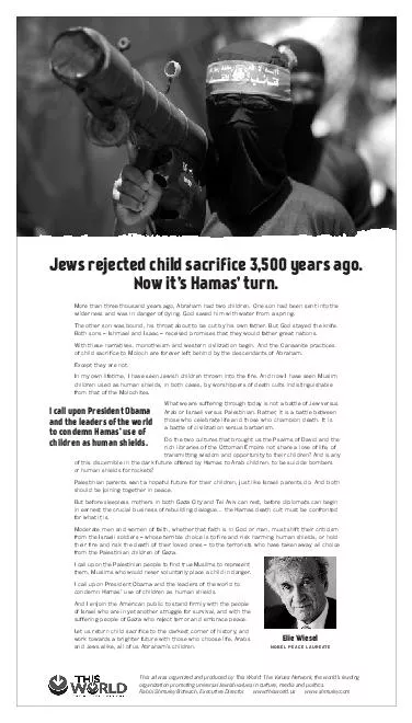    Jews rejected child sacrifice  years ago