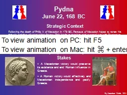 Pydna June 22, 168 BC Strategic Context
