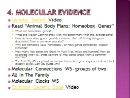 4. Molecular Evidence Genetic Toolkit