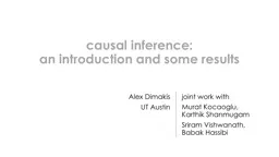 c ausal inference: an introduction and some results