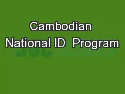 Cambodian National ID  Program
