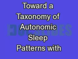 Toward a Taxonomy of Autonomic Sleep Patterns with