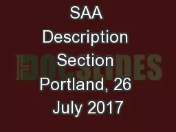 SAA Description Section Portland, 26 July 2017